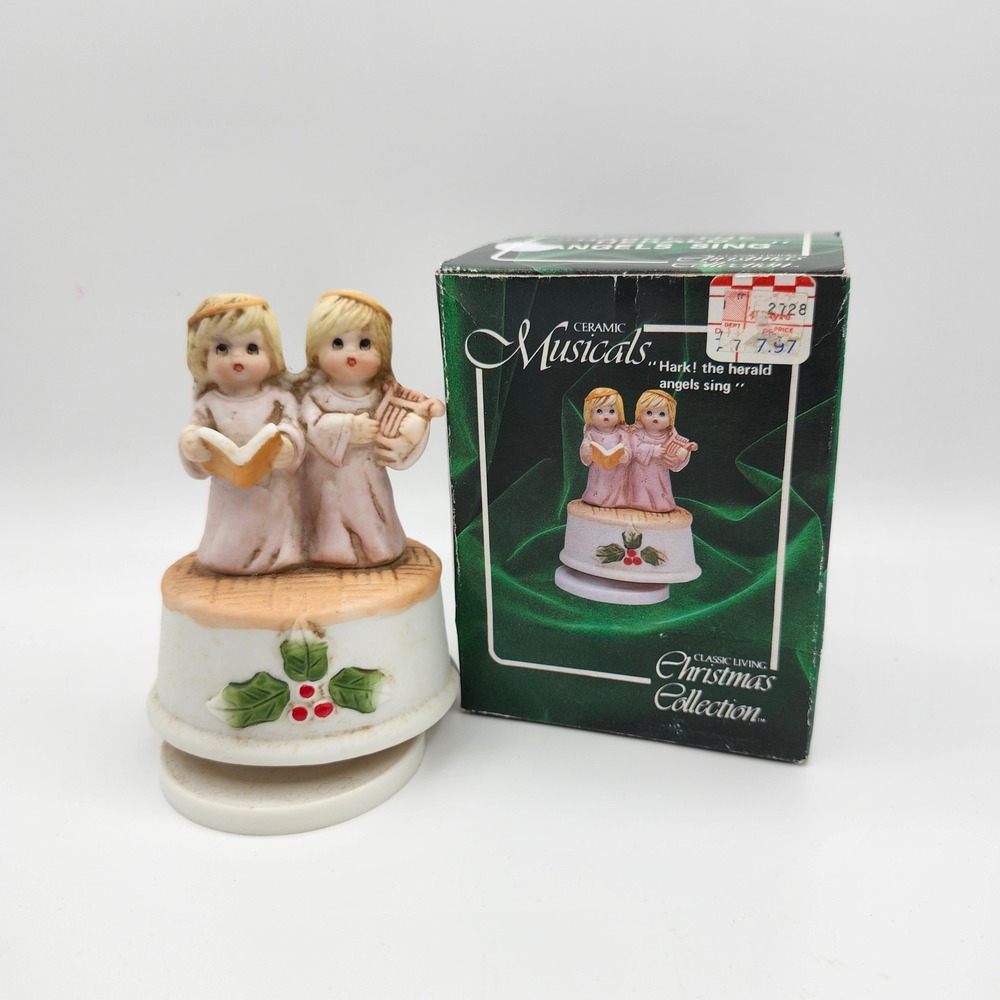 Classic Living Ceramic‎ Musical "Hark! The Herald Angels Sing" Angels w/ Box
